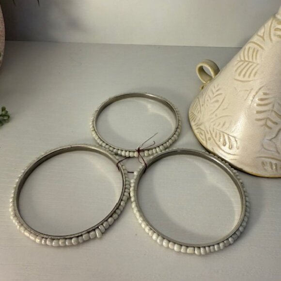Park Lane "Cabo" Bangle Bracelet Set – White Beaded Bangles - Picture 4 of 4